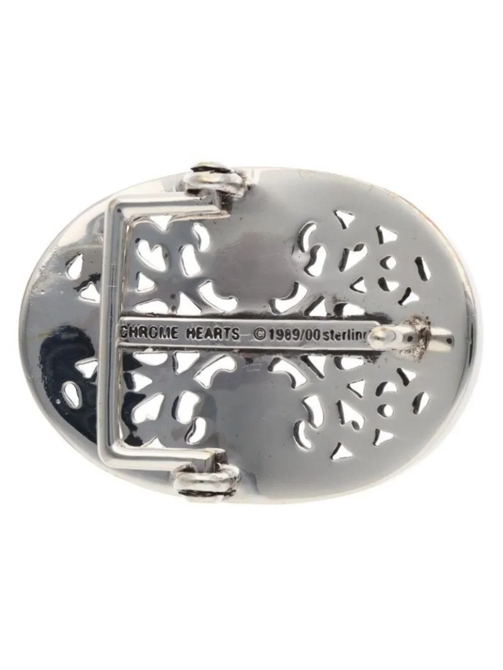 Chrome Hearts L CR 1.5 Classic Oval Cross Silver Buckle Belt